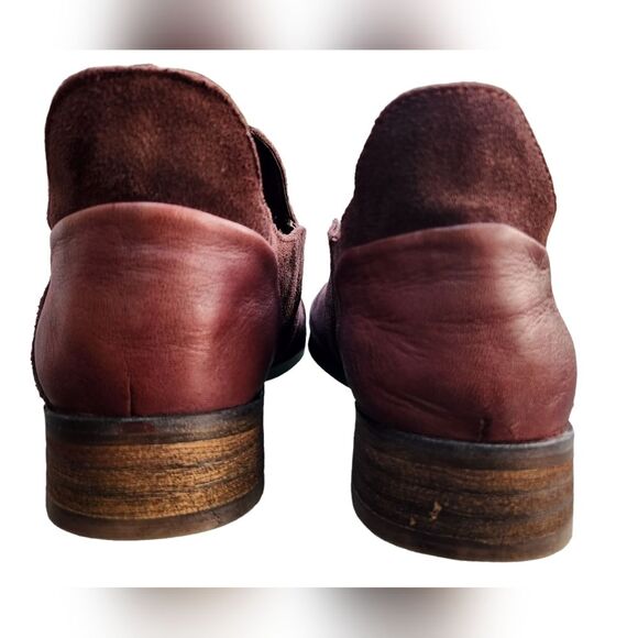 Diba True Ankle Boots Boho Suede Leather Flat Bootie Cottage Fairy Burgundy 10 - Picture 10 of 14